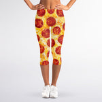 Pepperoni Pizza Print Women's Capri Leggings
