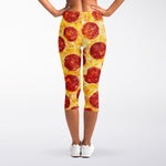 Pepperoni Pizza Print Women's Capri Leggings