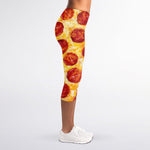 Pepperoni Pizza Print Women's Capri Leggings