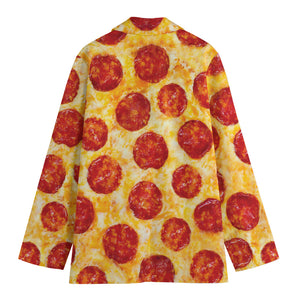 Pepperoni Pizza Print Women's Cotton Blazer