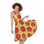 Pepperoni Pizza Print Women's Sleeveless Dress