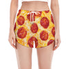 Pepperoni Pizza Print Women's Split Running Shorts