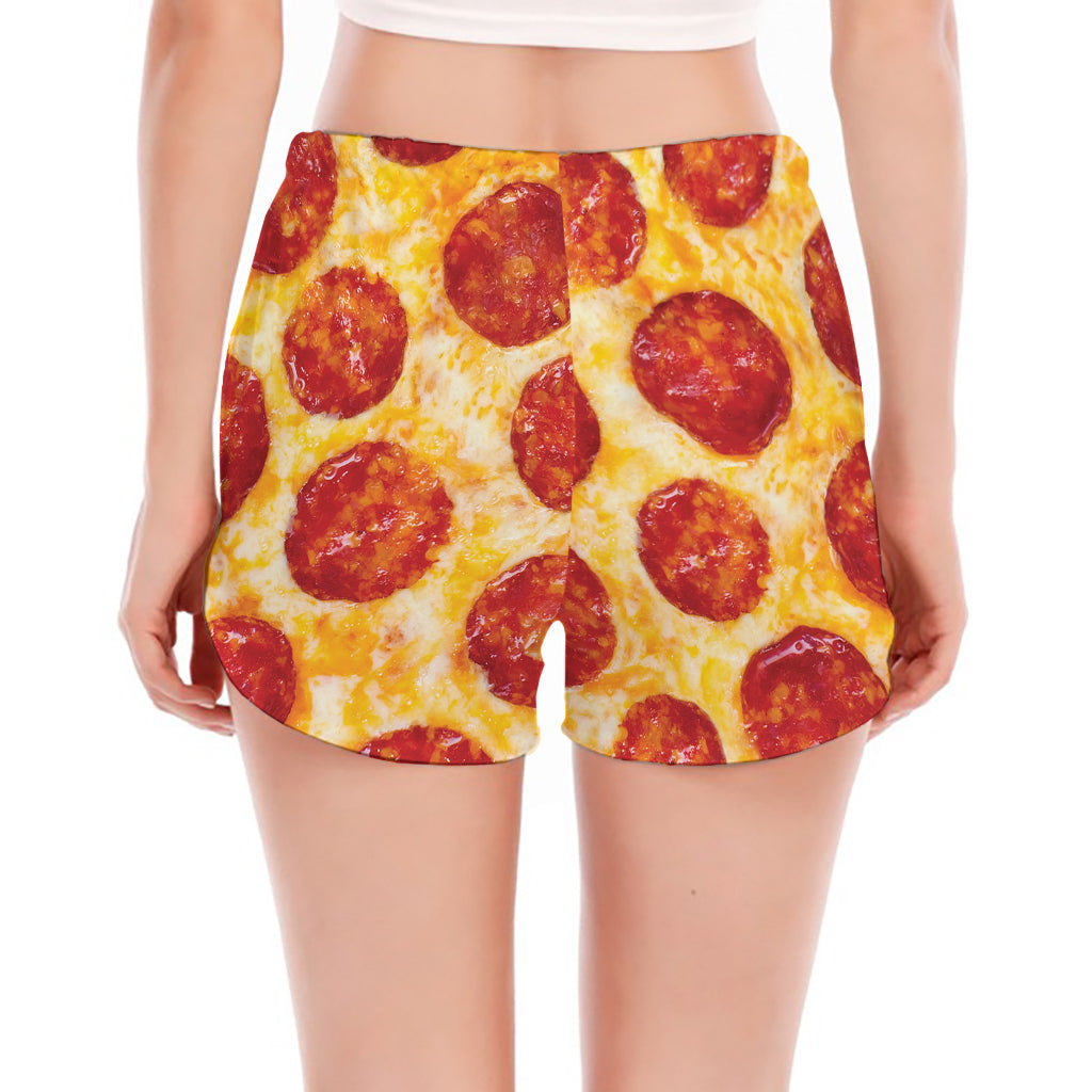 Pepperoni Pizza Print Women's Split Running Shorts