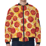 Pepperoni Pizza Print Zip Sleeve Bomber Jacket