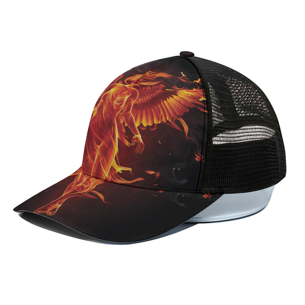 Phoenix Angel Print Black Mesh Trucker Cap