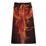Phoenix Angel Print Cotton Front Slit Maxi Skirt
