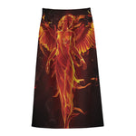 Phoenix Angel Print Cotton Front Slit Maxi Skirt