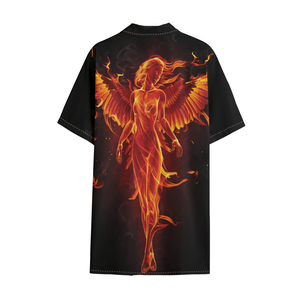 Phoenix Angel Print Cotton Hawaiian Shirt