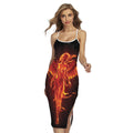 Phoenix Angel Print Cross Back Cami Dress