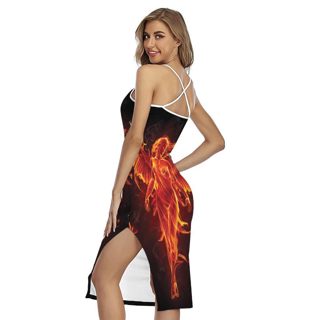 Phoenix Angel Print Cross Back Cami Dress