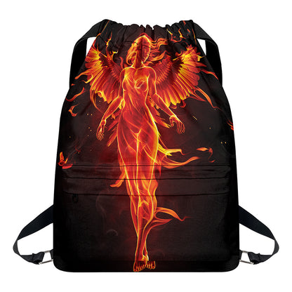 Phoenix Angel Print Drawstring Backpack