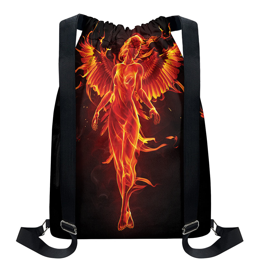 Phoenix Angel Print Drawstring Backpack