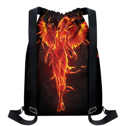 Phoenix Angel Print Drawstring Backpack