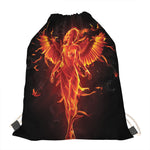 Phoenix Angel Print Drawstring Bag
