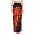 Phoenix Angel Print High Slit Maxi Skirt