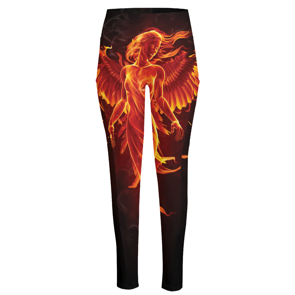 Phoenix Angel Print High-Waisted Pocket Leggings