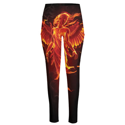 Phoenix Angel Print High-Waisted Pocket Leggings
