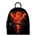 Phoenix Angel Print Leather Backpack