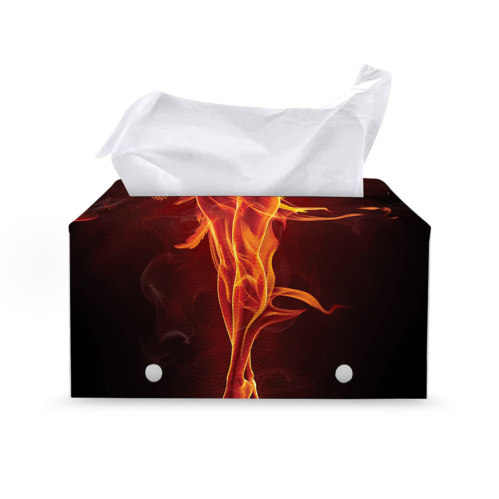 Phoenix Angel Print Leather Tissue Box Cover