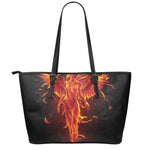 Phoenix Angel Print Leather Tote Bag