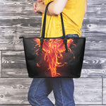 Phoenix Angel Print Leather Tote Bag
