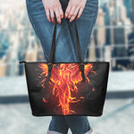 Phoenix Angel Print Leather Tote Bag