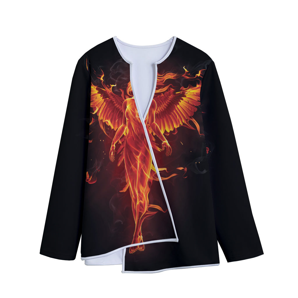 Phoenix Angel Print Long Sleeve Short Coat