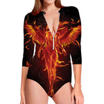 Phoenix Angel Print Long Sleeve Swimsuit