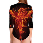 Phoenix Angel Print Long Sleeve Swimsuit