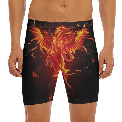 Phoenix Angel Print Men's Long Boxer Briefs