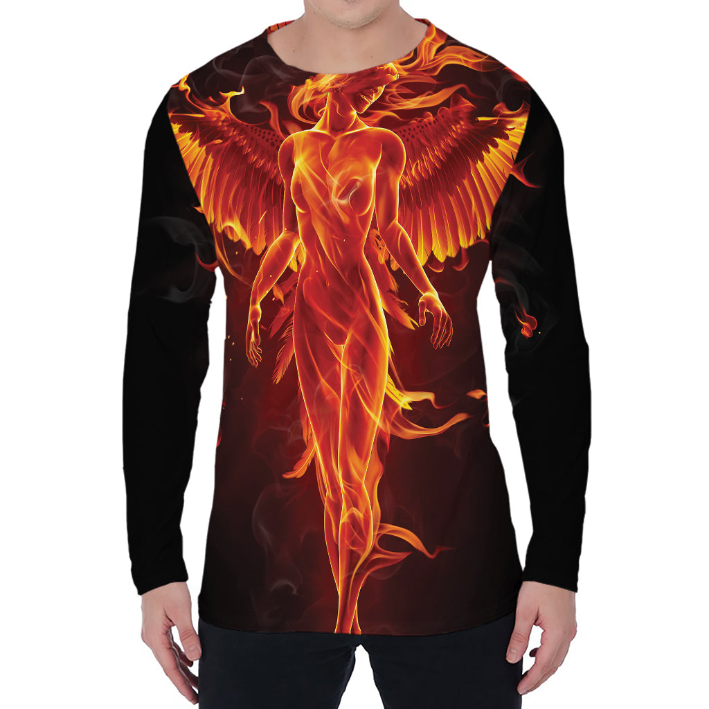 Phoenix Angel Print Men's Long Sleeve T-Shirt