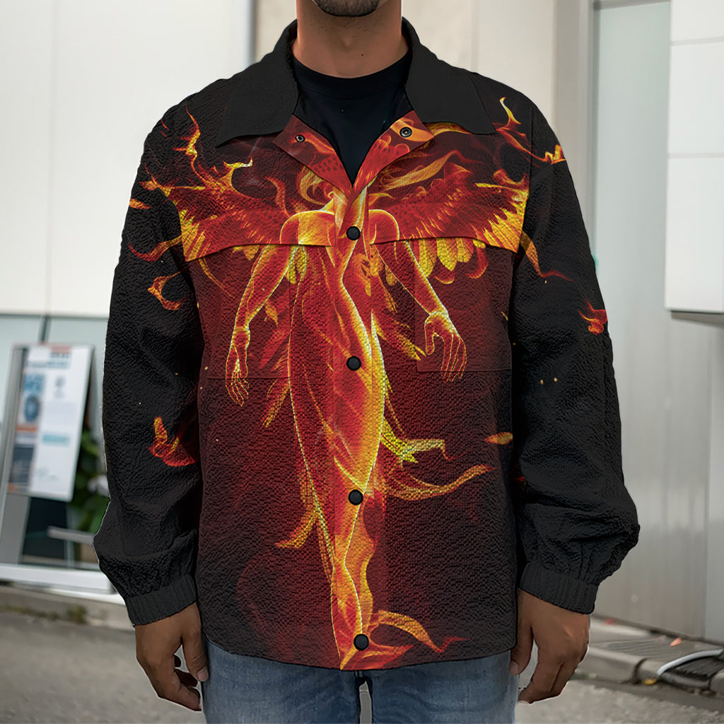 Phoenix Angel Print Men's Shirt Jacket