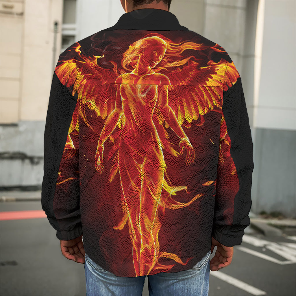 Phoenix Angel Print Men's Shirt Jacket