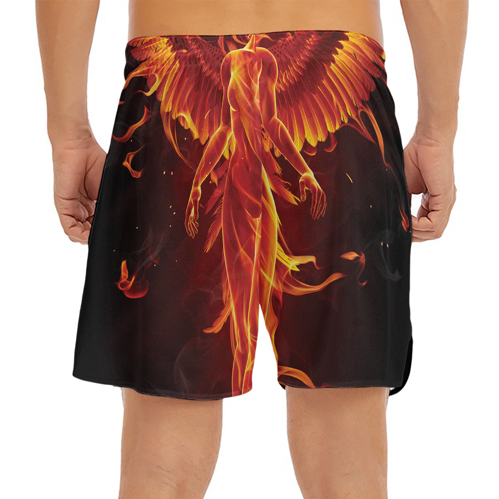 Phoenix Angel Print Men's Split Running Shorts