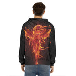 Phoenix Angel Print Men's Velvet Pullover Hoodie
