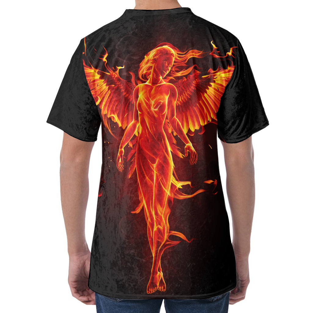 Phoenix Angel Print Men's Velvet T-Shirt