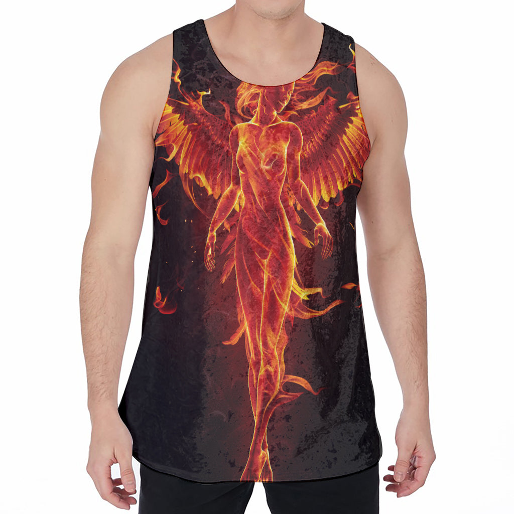 Phoenix Angel Print Men's Velvet Tank Top