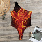 Phoenix Angel Print One Shoulder Bodysuit