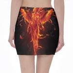 Phoenix Angel Print Pencil Mini Skirt