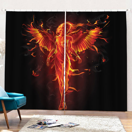 Phoenix Angel Print Pencil Pleat Curtains