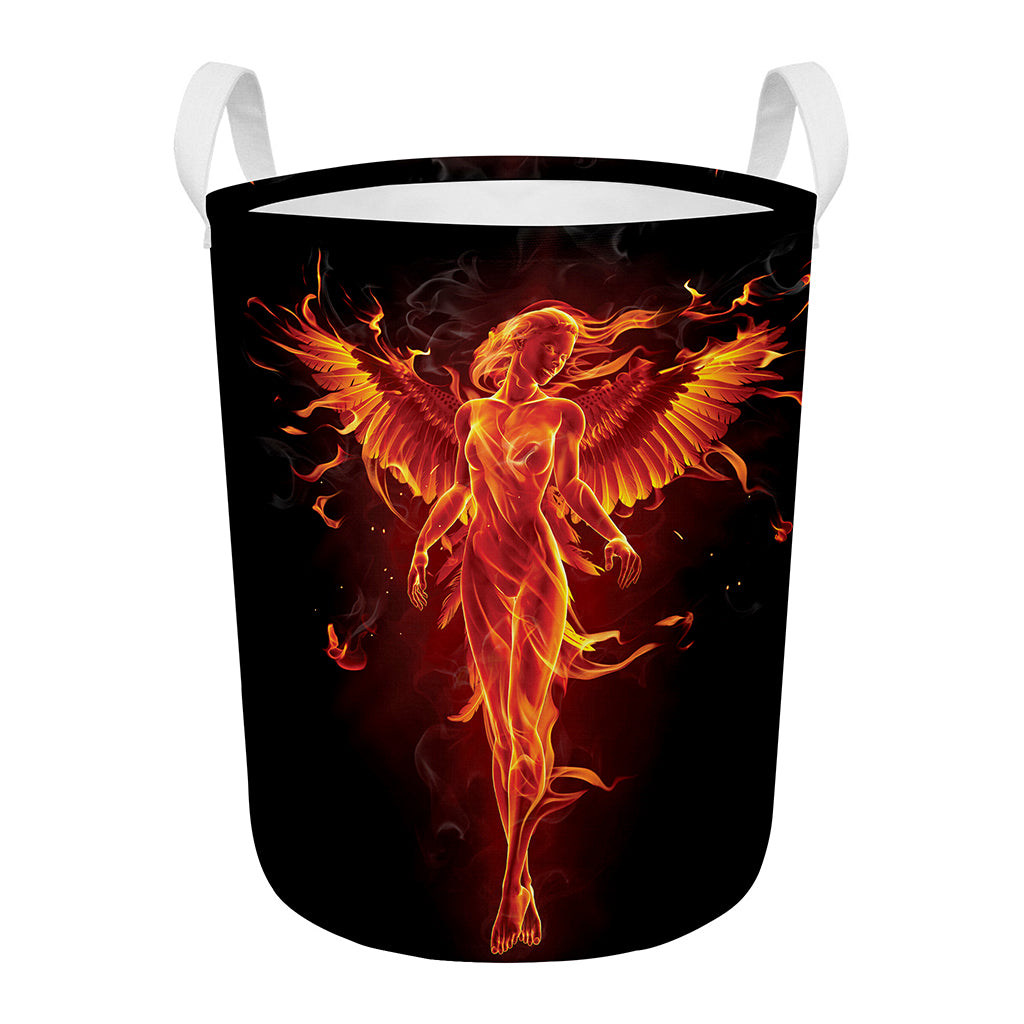 Phoenix Angel Print Round Laundry Basket