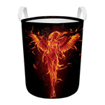 Phoenix Angel Print Round Laundry Basket