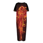 Phoenix Angel Print Short Sleeve Long Nightdress
