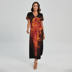 Phoenix Angel Print Short Sleeve Maxi Dress