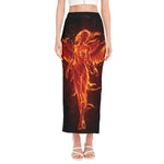 Phoenix Angel Print Side Slit Maxi Skirt