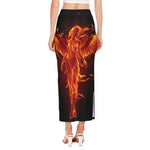 Phoenix Angel Print Side Slit Maxi Skirt
