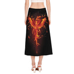 Phoenix Angel Print Side Slit Midi Skirt