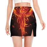 Phoenix Angel Print Side Slit Mini Skirt