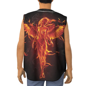 Phoenix Angel Print Sleeveless Baseball Jersey