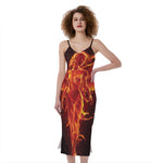 Phoenix Angel Print Slim Fit Midi Cami Dress